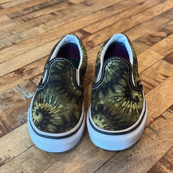 Vans Green Tie Dye Slip On Shoes Limited Edition Kids Size 11.5 - Picture 2 of 10